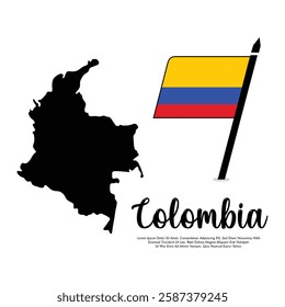 Vector Colombia flag or map banner  flag with white background Vector illustration design Colombia independence day banner design 