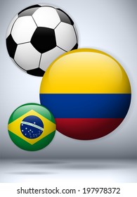 Vector - Colombia Flag with Soccer Ball Background