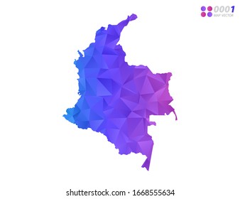 Vector Colombia mapa mosaico triángulo de polígono colorido con fondo blanco. degradado de estilo.