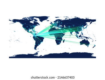 Vector Colombia map on white background suitable for technology, innovation or export concepts. File is suitable for digital editing and large size prints.