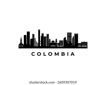 Vector Colombia skyline. Travel Colombia famous landmarks. Business and tourism concept for presentation, banner, web site.