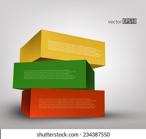 vector color 3d cubes on gray background