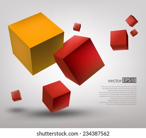 vector color 3d cubes on gray background
