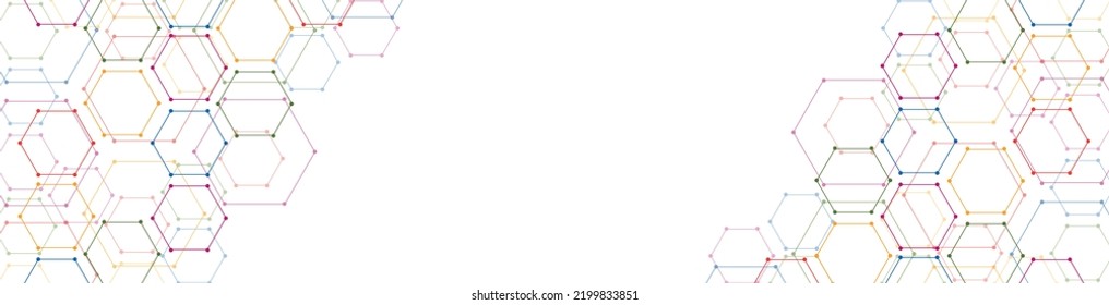 Vector color abstract background frame. Texture mechanisms of hexagons with dots, honeycombs. Digital technology design and engineering design, mobile connection. Mechanical engineering	