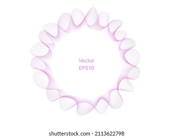 Vector color abstract circles lines wavy in round frame isolated on white background with space for text