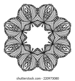 Vector color abstract circular pattern of arabesques