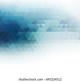 Vector color abstract geometric banner with triangle. Blue triangles background