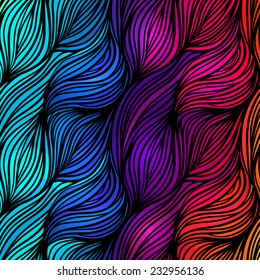 Vector color abstract hand-drawn pattern with waves 
