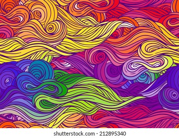 Patrón abstracto de color vectorial, sin fisuras, con ondas y nubes 