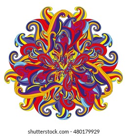 Vector color abstract hand-drawn waves pattern 