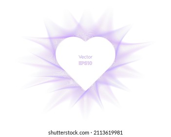  Vector color abstract heart lines wavy in frame isolated on white background with space for text