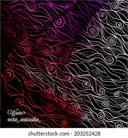Vector color abstract pattern with waves watercolors. Abstract background hand drawing