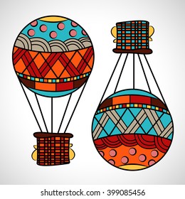  Vector color.Hot air balloon in the sky