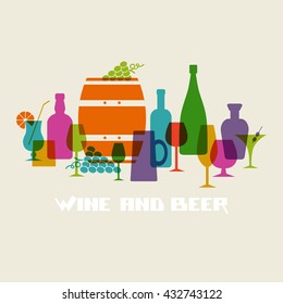 Vector color alcohol drinks icon. Food simple sign for menu and market. Color illustration for print, web