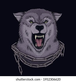 Vector Color Angry Wolf Illustration