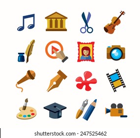 vector color Art Culture icons on white background