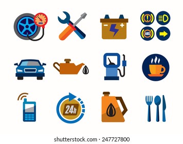 vector color auto icons on white background