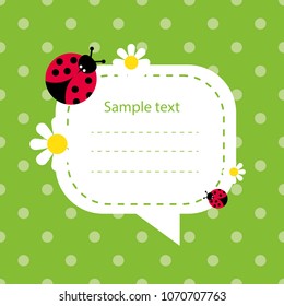 vector color baby card with daisies and ladybug