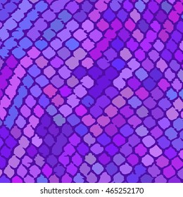 Vector color background of the violet snake skin texture. Pattern of the reptile hide texture. Animal print. Can be used for fabrics, wallpapers. High detailed surface animals.