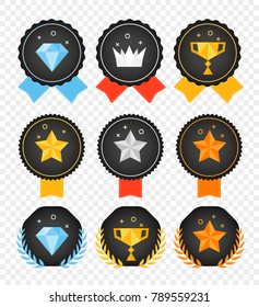 Vector color badges collection isolated on transparent background