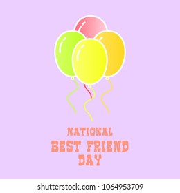 Vector Color Balloon On Violet Background. National Best Friend Day