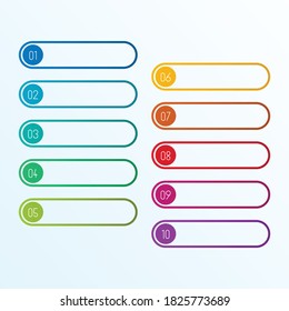 Vector color banners steps infographic in circle shapes with numbers 1 to 10
