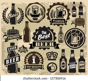 vector color beer pub labels icons set