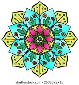 Vector Color Black and White Mandala Coloring 