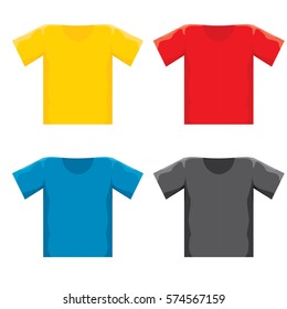 vector color blank t-shirt design template set.