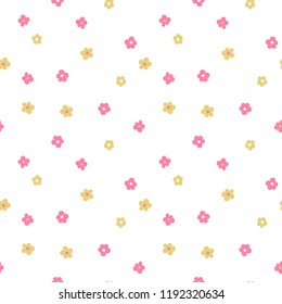 vector color blue yellow simple flower seamless repeating pattern childish doodle pattern for your design