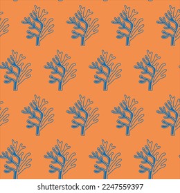 Vector color bright seamless pattern with seaweed.
