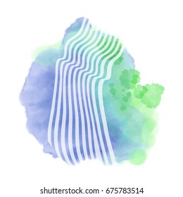Vector color brush strokes. Watercolor Grunge isolated elements. Smoke brushes for your design. Freehand. Ink splash. Acrylic stamp. Vector illustration