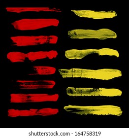 vector color brushes on black background