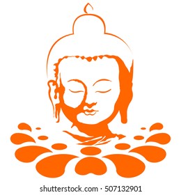 the vector color buddha head on lotus flower