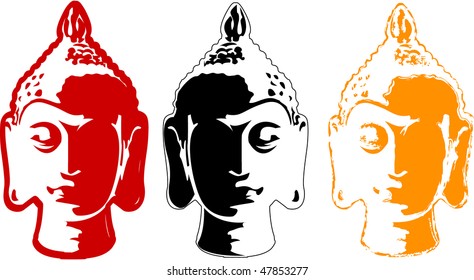 the vector color buddha head set