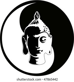 the vector color buddha head set
