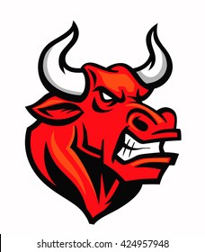 vector color bull emblem on white background