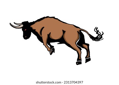 Vector color bull isolated on white background,graphical illustration