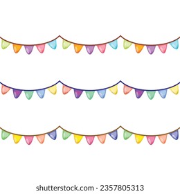 Vector color bunting set for party party garlands collection.