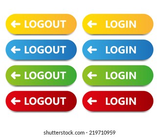 vector color button log in log out