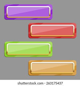 Vector color buttons with gold frame.