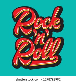 Vector color calligraphic inscription rock and roll. Lettering.