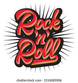 Vector color calligraphic inscription rock and roll. Lettering.