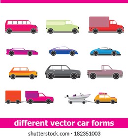 vector color Cars icons set