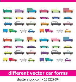 vector color Cars icons set