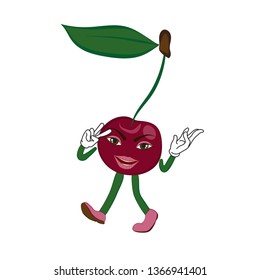 Vector color cartoon cherry