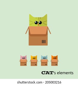 Vector color cats flat elements. Eps 10