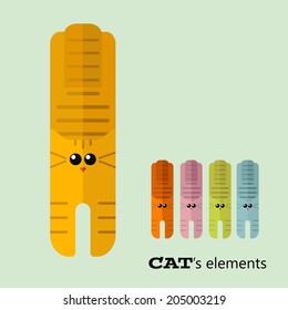 Vector color cats flat elements. Eps 10