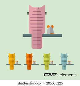 Vector color cats flat elements. Eps 10