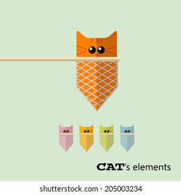 Vector color cats flat elements. Eps 10